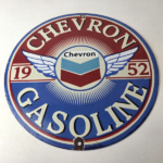 Vintage Chevron Gasoline Sign – Gas Pump Service Advertisement Porcelain Sign - Image 15