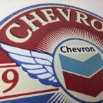 Vintage Chevron Gasoline Sign – Gas Pump Service Advertisement Porcelain Sign - Image 5