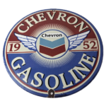 Vintage Chevron Gasoline Sign – Gas Pump Service Advertisement Porcelain Sign - Image 2