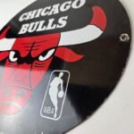 Vintage Chicago Bulls Sign – NBA Basketball Stadium Porcelain Gas Pump Sign - Image 13