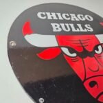 Vintage Chicago Bulls Sign – NBA Basketball Stadium Porcelain Gas Pump Sign - Image 6
