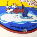 Vintage Chub Bait Caster Lures Sign – Cabin Fishing Porcelain Gas Pump Sign - Image 11