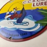 Vintage Chub Bait Caster Lures Sign – Cabin Fishing Porcelain Gas Pump Sign - Image 14