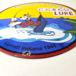 Vintage Chub Bait Caster Lures Sign – Cabin Fishing Porcelain Gas Pump Sign - Image 10