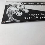 Vintage Chubby Minnow Sign – Fishing Lure Advertisement Porcelain Gas Pump Sign - Image 11