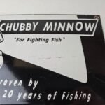 Vintage Chubby Minnow Sign – Fishing Lure Advertisement Porcelain Gas Pump Sign - Image 4