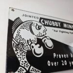 Vintage Chubby Minnow Sign – Fishing Lure Advertisement Porcelain Gas Pump Sign - Image 5