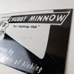 Vintage Chubby Minnow Sign – Fishing Lure Advertisement Porcelain Gas Pump Sign - Image 8