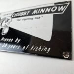 Vintage Chubby Minnow Sign – Fishing Lure Advertisement Porcelain Gas Pump Sign - Image 9
