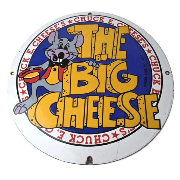 Vintage Chuck E Cheese Sign – Porcelain Gas Pump Service Station Sign