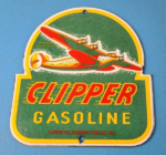Vintage Clipper Gasoline Sign – Aircraft Airplane Gas Pump Porcelain Sign