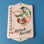 VINTAGE COCA COLA PORCELAIN GAS SODA BOTTLE SODA REFRESH AD SIGN THERMOMETER - Image 2