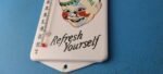 VINTAGE COCA COLA PORCELAIN GAS SODA BOTTLE SODA REFRESH AD SIGN THERMOMETER - Image 10