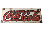 Vintage Coca Cola Porcelain Sign – Advertising Gas Pump Shop Soda Sales Sign