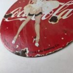 Vintage Coca Cola Porcelain Sign – Beverage Gas Pump Bottling Service Soda Sign - Image 14
