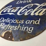Vintage Coca Cola Porcelain Sign – Drink Delicious Soda Beverage Gas Pump Sign - Image 14