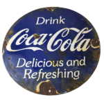 Vintage Coca Cola Porcelain Sign – Drink Delicious Soda Beverage Gas Pump Sign - Image 2
