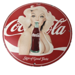 Vintage Coca-Cola Porcelain Sign – Gas Pump Plate Service Route 66 Diner Sign - Image 2