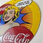 Vintage Coca Cola Porcelain Sign – Gas Pump Service Marilyn Monroe Sign - Image 13