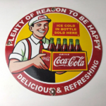 Vintage Coca Cola Porcelain Sign – Ice Cold Soda Bottles Gas Pump Service Sign - Image 15