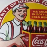 Vintage Coca Cola Porcelain Sign – Ice Cold Soda Bottles Gas Pump Service Sign - Image 3