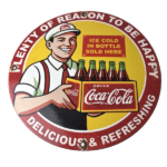 Vintage Coca Cola Porcelain Sign – Ice Cold Soda Bottles Gas Pump Service Sign - Image 2