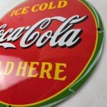 Vintage Coca Cola Porcelain Sign – Ice Cold Soda Bottles Gas Sign - Image 13