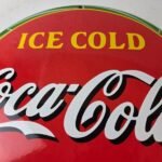 Vintage Coca Cola Porcelain Sign – Ice Cold Soda Bottles Gas Sign - Image 3