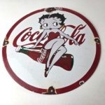 Vintage Coca Cola Sign – Betty Boop Bottle Doll Gas Pump Porcelain Sign - Image 15