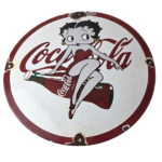 Vintage Coca Cola Sign – Betty Boop Bottle Doll Gas Pump Porcelain Sign - Image 2