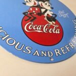 Vintage Coca Cola Sign – Mickey Mouse Refreshing Soda Gas Porcelain Disney Sign - Image 11