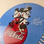 Vintage Coca Cola Sign – Mickey Mouse Refreshing Soda Gas Porcelain Disney Sign - Image 12