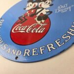 Vintage Coca Cola Sign – Mickey Mouse Refreshing Soda Gas Porcelain Disney Sign - Image 14