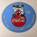 Vintage Coca Cola Sign – Mickey Mouse Refreshing Soda Gas Porcelain Disney Sign - Image 15