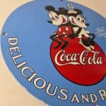 Vintage Coca Cola Sign – Mickey Mouse Refreshing Soda Gas Porcelain Disney Sign - Image 6