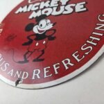 Vintage Coca Cola Sign – Refreshing Soda Mickey Mouse Gas Porcelain Disney Sign - Image 14