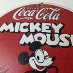 Vintage Coca Cola Sign – Refreshing Soda Mickey Mouse Gas Porcelain Disney Sign - Image 3