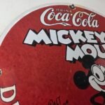 Vintage Coca Cola Sign – Refreshing Soda Mickey Mouse Gas Porcelain Disney Sign - Image 5