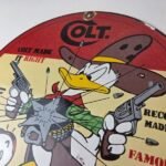 Vintage Colt Fire Arms Sign – Donald Duck Revolvers Pistols Guns Gas Pump Sign - Image 12
