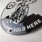 Vintage Colt Firearms Porcelain Sign – Guns Motorcycle Gas Service Pump Sign - Image 14