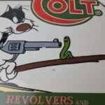 Vintage Colt Firearms Sign – Cat Revolver Gun Shop Ammo Porcelain Gas Pump Sign - Image 4