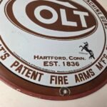 Vintage Colt Firearms Sign – Porcelain Pistols Guns Ammo Gas Service Pump Sign - Image 11