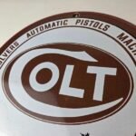 Vintage Colt Firearms Sign – Porcelain Pistols Guns Ammo Gas Service Pump Sign - Image 12