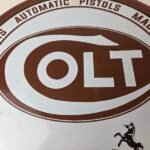 Vintage Colt Firearms Sign – Porcelain Pistols Guns Ammo Gas Service Pump Sign - Image 3