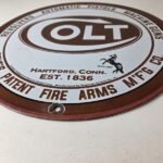 Vintage Colt Firearms Sign – Porcelain Pistols Guns Ammo Gas Service Pump Sign - Image 10