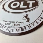 Vintage Colt Revolvers Sign – Porcelain Pistols Guns Ammo Gas Service Pump Sign - Image 14