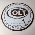 Vintage Colt Revolvers Sign – Porcelain Pistols Guns Ammo Gas Service Pump Sign - Image 15