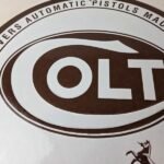 Vintage Colt Revolvers Sign – Porcelain Pistols Guns Ammo Gas Service Pump Sign - Image 3