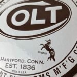 Vintage Colt Revolvers Sign – Porcelain Pistols Guns Ammo Gas Service Pump Sign - Image 4