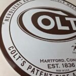 Vintage Colt Revolvers Sign – Porcelain Pistols Guns Ammo Gas Service Pump Sign - Image 6